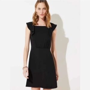 Loft Womens Black Ruffle Top Shift Mini Dress Size 2P